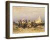 Peasants at Sunset on Lake Balaton by Geza Meszoly, Hungary 19th Century-null-Framed Giclee Print