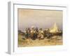 Peasants at Sunset on Lake Balaton by Geza Meszoly, Hungary 19th Century-null-Framed Giclee Print