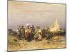 Peasants at Sunset on Lake Balaton by Geza Meszoly, Hungary 19th Century-null-Mounted Giclee Print