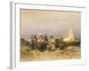 Peasants at Sunset on Lake Balaton by Geza Meszoly, Hungary 19th Century-null-Framed Giclee Print