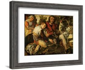 Peasants at the market (1567)-Joachim Bueckelaer-Framed Giclee Print