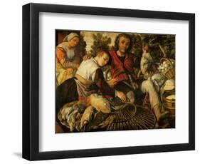 Peasants at the market (1567)-Joachim Bueckelaer-Framed Giclee Print