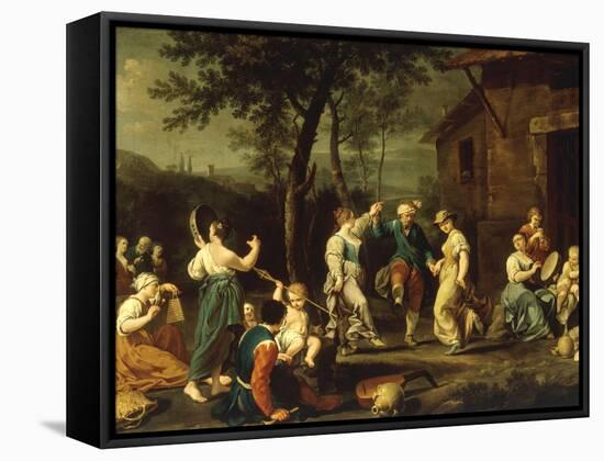 Peasants Dancing and Making Music in a Landscape-Stefano Ghirardini-Framed Stretched Canvas