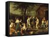 Peasants Dancing and Making Music in a Landscape-Stefano Ghirardini-Framed Stretched Canvas