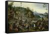 Peasants dancing around a Maypole-Pieter Brueghel the Younger-Framed Stretched Canvas