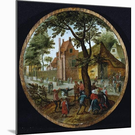 Peasants Dancing Round a Tree in a Village Street, 1625-Hendrik Avercamp-Mounted Giclee Print