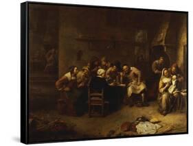 Peasants Drinking and Smoking in an Inn-Gillis Van Tilborch-Framed Stretched Canvas