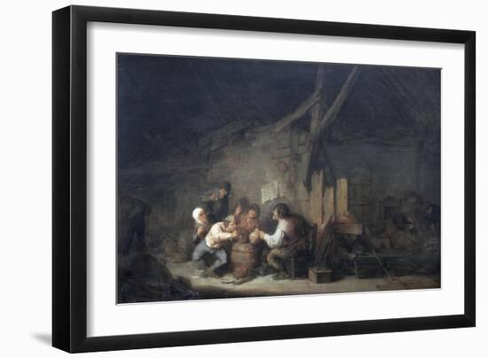 Peasants Drinking and Smoking in an Interior-Adrien Van Ostade-Framed Giclee Print