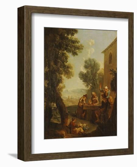 Peasants Drinking by a Farmhouse-Paolo Monaldi-Framed Giclee Print