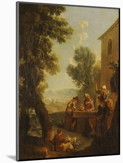 Peasants Drinking by a Farmhouse-Paolo Monaldi-Mounted Giclee Print