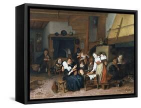 Peasants Eating Waffles in a Tavern on a Feast Day, 1693)-Jan Brueghel the Elder-Framed Stretched Canvas