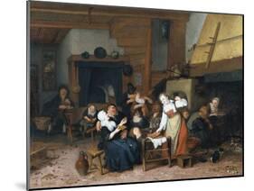 Peasants Eating Waffles in a Tavern on a Feast Day, 1693)-Jan Brueghel the Elder-Mounted Giclee Print