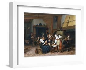 Peasants Eating Waffles in a Tavern on a Feast Day, 1693)-Jan Brueghel the Elder-Framed Giclee Print