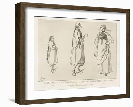Peasants from the Canton of Zurich and Dairywoman from Oberhasli in the Canton of Berne-Raphael Jacquemin-Framed Giclee Print