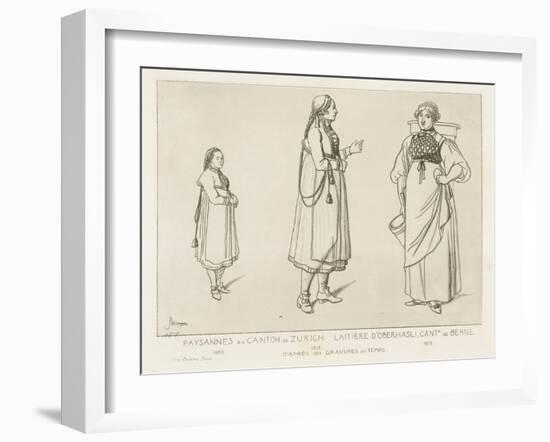 Peasants from the Canton of Zurich and Dairywoman from Oberhasli in the Canton of Berne-Raphael Jacquemin-Framed Giclee Print
