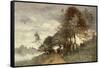 Peasants Gathering Flowers beside a River-Paul Desire Trouillebert-Framed Stretched Canvas