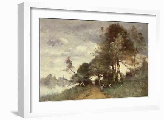 Peasants Gathering Flowers beside a River-Paul Desire Trouillebert-Framed Giclee Print