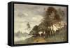 Peasants Gathering Flowers beside a River-Paul Desire Trouillebert-Framed Stretched Canvas