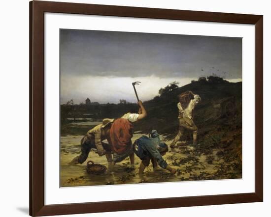 Peasants Harvesting Potatoes During Flooding of Rhine in 1852-Gustave Brion-Framed Giclee Print