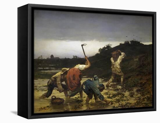 Peasants Harvesting Potatoes During Flooding of Rhine in 1852-Gustave Brion-Framed Stretched Canvas