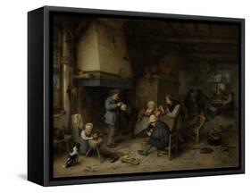 Peasants in an Interior-Adriaen Van Ostade-Framed Stretched Canvas