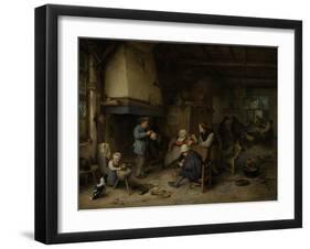 Peasants in an Interior-Adriaen Van Ostade-Framed Art Print