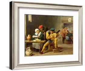 Peasants Making Music in an Inn, c.1635-David Teniers the Younger-Framed Giclee Print