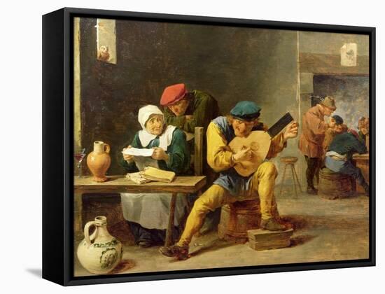 Peasants Making Music in an Inn, c.1635-David Teniers the Younger-Framed Stretched Canvas