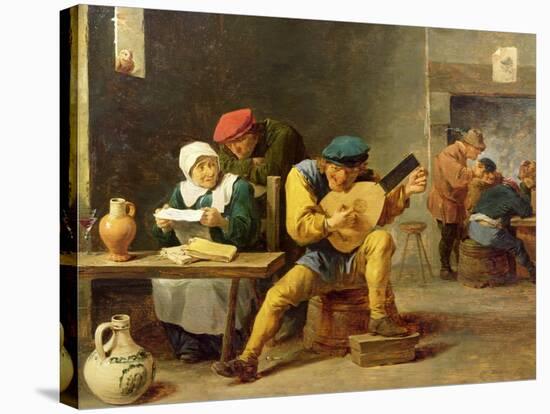 Peasants Making Music in an Inn, c.1635-David Teniers the Younger-Stretched Canvas