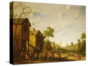 Peasants Merrymaking in a Village Street, 1646 (Oil on Canvas)-Joost Cornelisz Droochsloot-Stretched Canvas