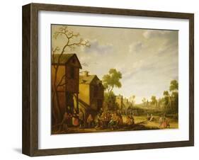 Peasants Merrymaking in a Village Street, 1646 (Oil on Canvas)-Joost Cornelisz Droochsloot-Framed Giclee Print