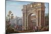 Peasants Near the Arch of Sergius at Poia-Charles Louis Clerisseau-Mounted Giclee Print