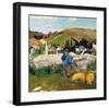 Peasants, Pigs and a Village under the Clear Sky in Brittany, France-Paul Gauguin-Framed Giclee Print