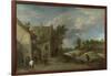 Peasants Playing Bowls Outside a Village Inn, C. 1660-David Teniers the Younger-Framed Giclee Print