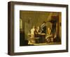 Peasants Playing Cards by a Cottage Fire-Justus Juncker-Framed Giclee Print