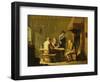 Peasants Playing Cards by a Cottage Fire-Justus Juncker-Framed Giclee Print