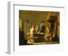 Peasants Playing Cards by a Cottage Fire-Justus Juncker-Framed Giclee Print