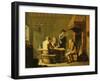 Peasants Playing Cards by a Cottage Fire-Justus Juncker-Framed Giclee Print