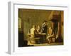 Peasants Playing Cards by a Cottage Fire-Justus Juncker-Framed Giclee Print