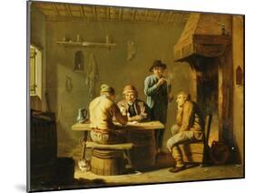 Peasants Playing Cards by a Cottage Fire-Justus Juncker-Mounted Giclee Print