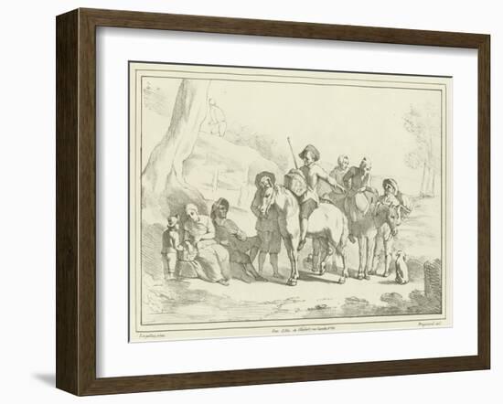 Peasants Resting on their Way to Market-Johannes Lingelbach-Framed Giclee Print