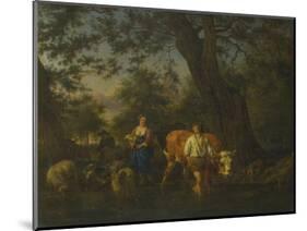 Peasants with Cattle Fording a Stream, Ca 1662-Adriaen van de Velde-Mounted Giclee Print