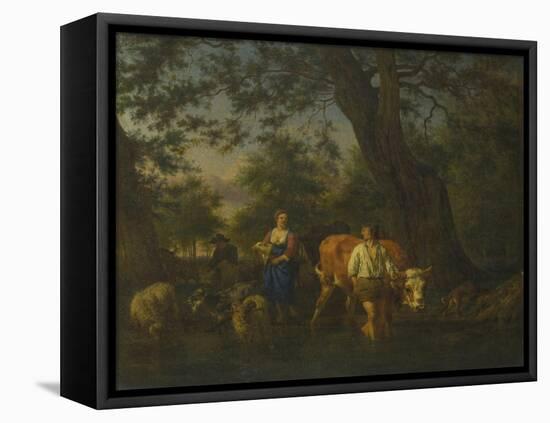 Peasants with Cattle Fording a Stream, Ca 1662-Adriaen van de Velde-Framed Stretched Canvas