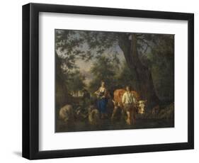Peasants with Cattle Fording a Stream-Adriaen van de Velde-Framed Premium Giclee Print