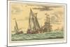 Peat-Boat near Amsterdam, Galleons-null-Mounted Art Print