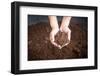 Peat Moss Soil on Hand Woman-tortoon-Framed Photographic Print
