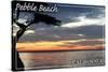 Pebble Beach, California - Cypress Tree and Sunset --Lantern Press-Stretched Canvas