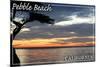 Pebble Beach, California - Cypress Tree and Sunset --Lantern Press-Mounted Art Print