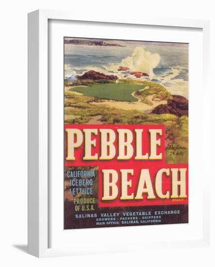 Pebble Beach Lettuce Label - Salinas, CA-Lantern Press-Framed Art Print