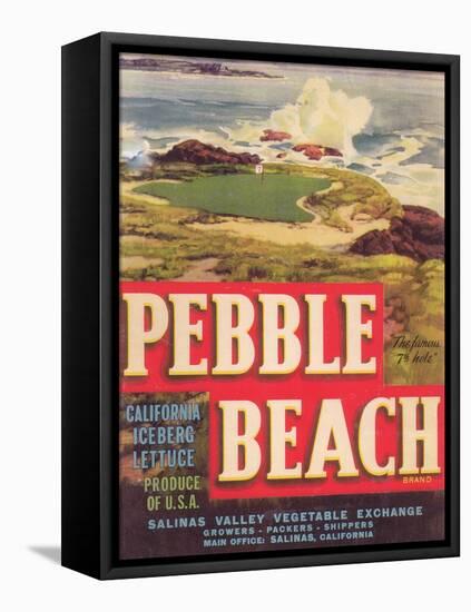 Pebble Beach Lettuce Label - Salinas, CA-Lantern Press-Framed Stretched Canvas